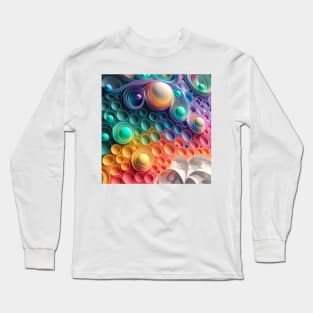 3D- Phantasmal Iridescent circles and dots in exotic colors of PRIDE ! Long Sleeve T-Shirt